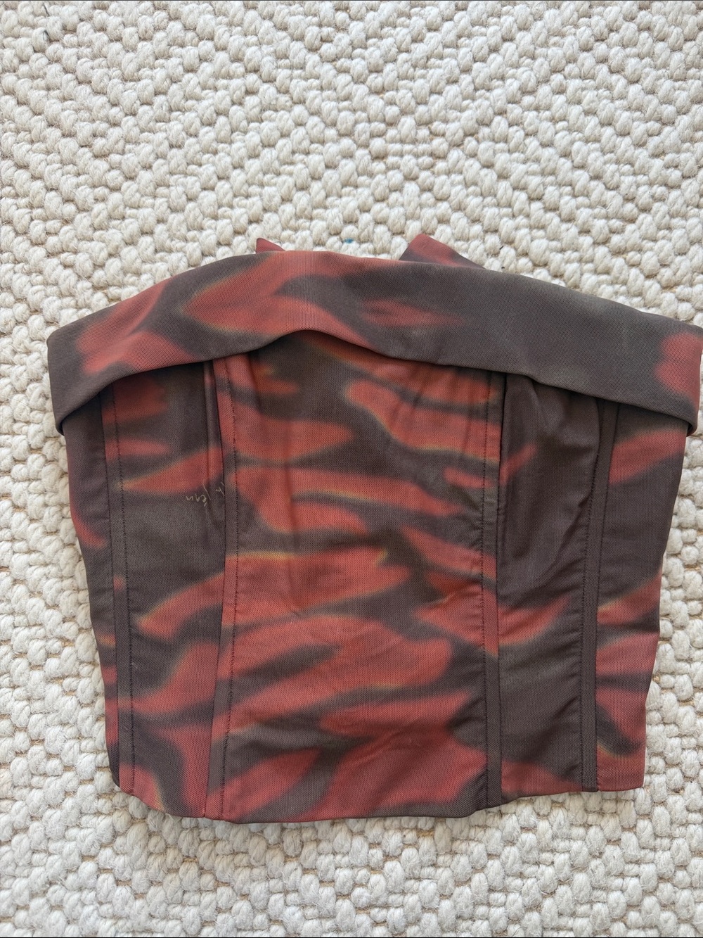 Red & Brown Strapless With Jean Corset Top